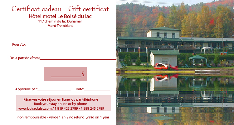 Certificat cadeau pour mont-tremblant